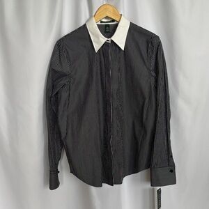 Lauren Ralph Lauren Women's Black & White striped shirt L NWT VTG